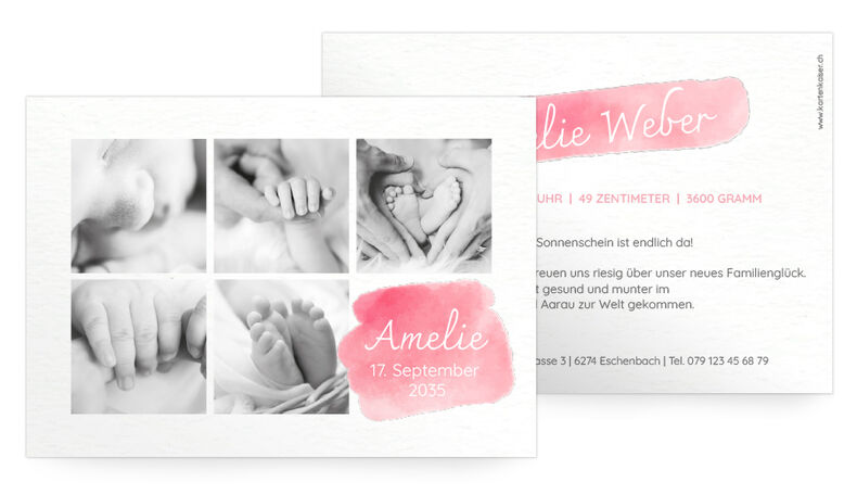 Geburtskarte Ein Touch Aquarell