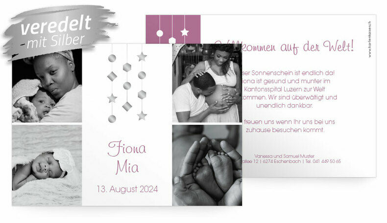 Geburtskarte Silberträume