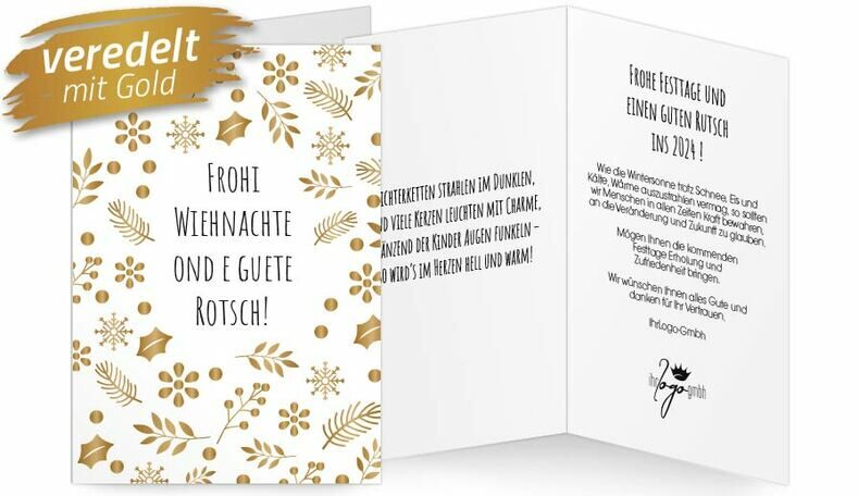 Weihnachtskarte Goldornamente