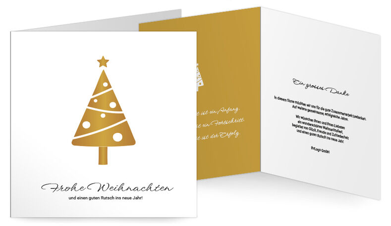Weihnachtskarte abstrakter Weihnachtsbaum in Gold