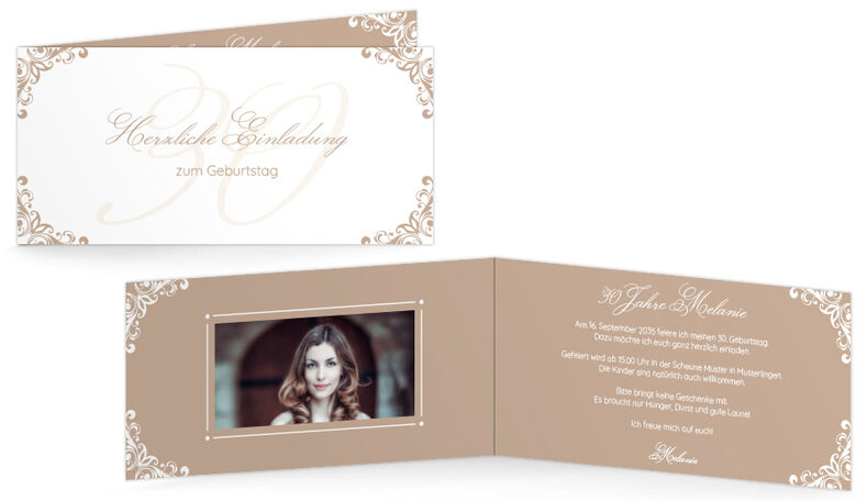 Geburtstagskarte Elegance Beige